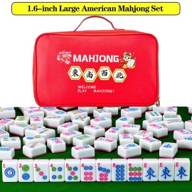 YANMEIYA Pink American Mahjong Tile Set 166 American Mahjong Set 1.6-inch Large Mahjong Tiles and Mahjong Storage Bag