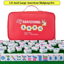 YANMEIYA American Mahjong Tile Set 1.6-inch Green Mahjong Tile Set 166 Pieces American Mahjong Set and Mahjong Storage Bag