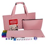 American Mahjong Set with Pink Bag, 166 White Tiles, 4 All-in-One Rack/Pushers, Mahjong Tiles Set (Ma Jong, Mah-Jongg, Majiang)