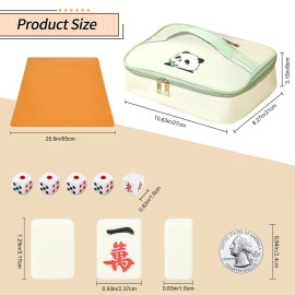 TWBTC Chinese Mahjong Set 1.25 (32mm) Creamy White - 144 Durable Melamine Tiles with Travel Handbag, 8 Blank Spares | Complete Portable Game Set for Travel & Family
