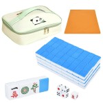 TWBTC Chinese Mahjong Set 1.25 (32mm) Blue - 144 Durable Melamine Tiles with Travel Handbag, 8 Blank Spares | Complete Portable Game Set for Travel & Family