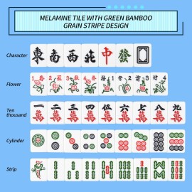 TWBTC Chinese Mahjong Set 1.25 (32mm) Blue - 144 Durable Melamine Tiles with Travel Handbag, 8 Blank Spares | Complete Portable Game Set for Travel & Family TWBTC Chinese Mahjong Set 1.25 (32mm) Blue - 144 Durable Melamine Tiles with Travel Handbag, 8 Blank Spares | Complete Portable Game Set for Travel & Family