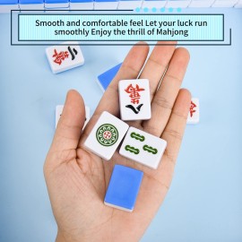 TWBTC Chinese Mahjong Set 1.25 (32mm) Blue - 144 Durable Melamine Tiles with Travel Handbag, 8 Blank Spares | Complete Portable Game Set for Travel & Family TWBTC Chinese Mahjong Set 1.25 (32mm) Blue - 144 Durable Melamine Tiles with Travel Handbag, 8 Blank Spares | Complete Portable Game Set for Travel & Family