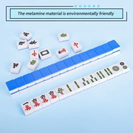 TWBTC Chinese Mahjong Set 1.25 (32mm) Blue - 144 Durable Melamine Tiles with Travel Handbag, 8 Blank Spares | Complete Portable Game Set for Travel & Family TWBTC Chinese Mahjong Set 1.25 (32mm) Blue - 144 Durable Melamine Tiles with Travel Handbag, 8 Blank Spares | Complete Portable Game Set for Travel & Family