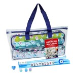 American Mahjong Tile Set with Clear Bag, 166 White Tiles, 4 All-in-One Rack/Pushers, Mahjong Set (Ma Jong, Mah-Jongg)