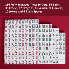 American Mahjong Tile Set with Clear Bag, 166 White Tiles, 4 All-in-One Rack/Pushers, Mahjong Set (Ma Jong, Mah-Jongg) American Mahjong Tile Set with Clear Bag, 166 White Tiles, 4 All-in-One Rack/Pushers, Mahjong Set (Ma Jong, Mah-Jongg)