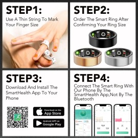 Smart Health Ring for Women Men Fitness Tracker with Heart Rate, Blood Oxygen, Blood Pressure, Sleep Monitoring, Step Counting, IP68 Waterproof for iPhone and Android, No Subscription Fee, Gold 7 Smart Health Ring for Women Men Fitness Tracker with Heart Rate, Blood Oxygen, Blood Pressure, Sleep Monitoring, Step Counting, IP68 Waterproof for iPhone and Android, No Subscription Fee, Gold 7
