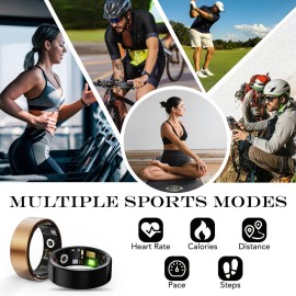 Smart Health Ring for Women Men Fitness Tracker with Heart Rate, Blood Oxygen, Blood Pressure, Sleep Monitoring, Step Counting, IP68 Waterproof for iPhone and Android, No Subscription Fee, Gold 7 Smart Health Ring for Women Men Fitness Tracker with Heart Rate, Blood Oxygen, Blood Pressure, Sleep Monitoring, Step Counting, IP68 Waterproof for iPhone and Android, No Subscription Fee, Gold 7