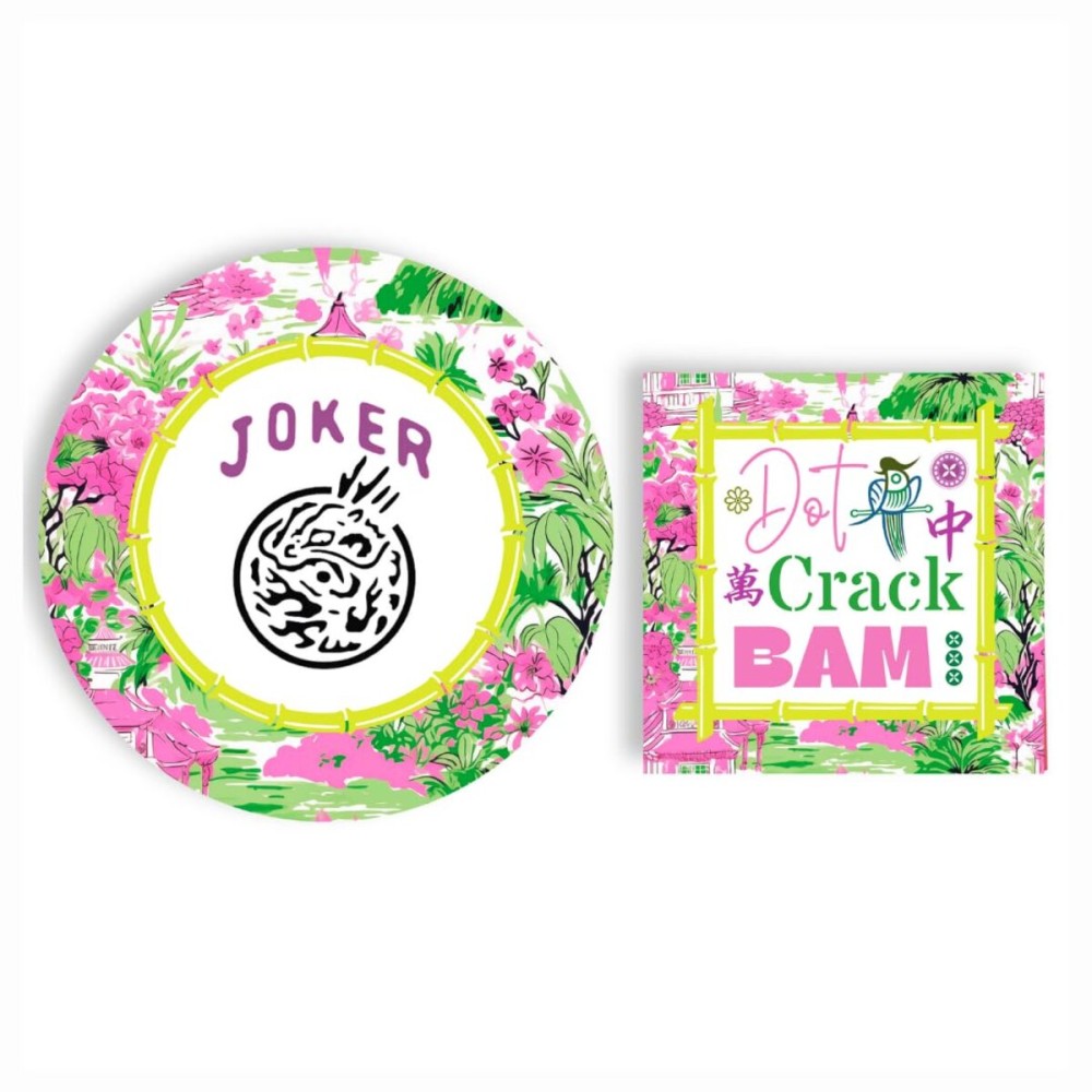 Fabuplates 48pc Mahjong Party Plate and Napkin Set, Heavy Duty Decorative Disposable Tableware Supplies, Elegant Game Night Theme, Traditional Chinese Symbols, Tiles, Florals Fabuplates 48pc Mahjong Party Plate and Napkin Set, Heavy Duty Decorative Disposable Tableware Supplies, Elegant Game Night Theme, Traditional Chinese Symbols, Tiles, Florals