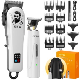 GTSPro Hair Clippers for Men, Clippers and Trimmers Set, Barber Clippers, Electric Hair Trimmer with Barber Bag, Gifts for Men White