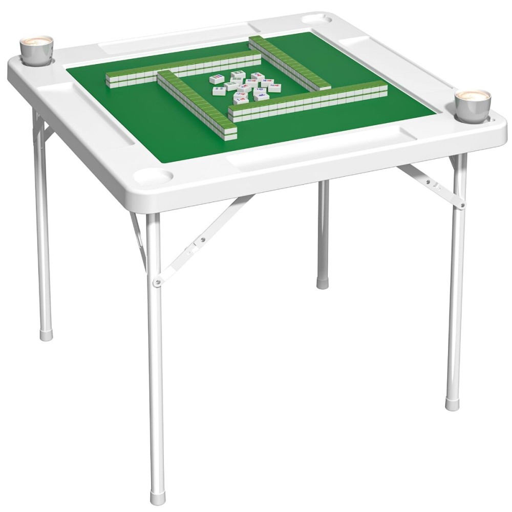HXBOAUVS 35.4 Square Folding Card Table with Green Felt Surface - Multi-Game Mahjong Table, Domino and Poker Tables for 4 Players, Portable Design with Built-in Cup Holders for Home & Party Use HXBOAUVS 35.4 Square Folding Card Table with Green Felt Surface - Multi-Game Mahjong Table, Domino and Poker Tables for 4 Players, Portable Design with Built-in Cup Holders for Home & Party Use