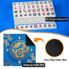 YINIUREN American Mahjong Set 166 Mahjong Tile Set 1.2-inch American Mahjong Tile Set Comes with 31.5x31.5-inch Mahjong Table Mat YINIUREN American Mahjong Set 166 Mahjong Tile Set 1.2-inch American Mahjong Tile Set Comes with 31.5x31.5-inch Mahjong Table Mat