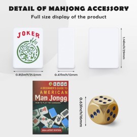 TAIKULA American Mahjong Tiles 1.2 American Mahjong Set 166 White Premium Mahjong Tiles with 3 Golden Metal Dice & Rules Instruction TAIKULA American Mahjong Tiles 1.2 American Mahjong Set 166 White Premium Mahjong Tiles with 3 Golden Metal Dice & Rules Instruction