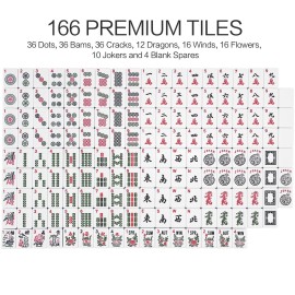 yookee home Mahjong Tile Set, 166 Tiles, 4 All-in-One Color Rack/Pushers, Complete Mahjong Game Set with Carrying Bag American Mahjong Set for Beginners & Pros Travel Mahjong Set yookee home Mahjong Tile Set, 166 Tiles, 4 All-in-One Color Rack/Pushers, Complete Mahjong Game Set with Carrying Bag American Mahjong Set for Beginners & Pros Travel Mahjong Set