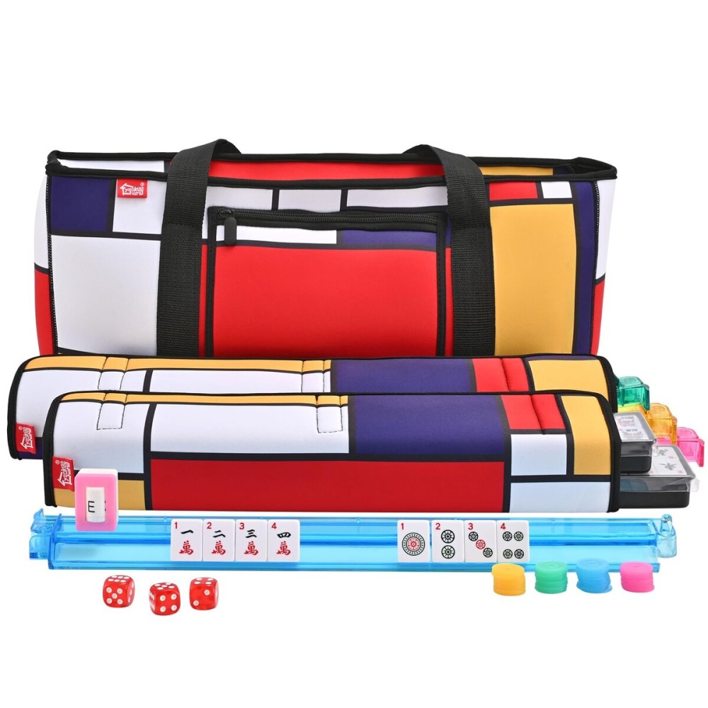 yookee home Mahjong Tile Set, 166 Tiles, 4 All-in-One Color Rack/Pushers, Complete Mahjong Game Set with Carrying Bag American Mahjong Set for Beginners & Pros Travel Mahjong Set yookee home Mahjong Tile Set, 166 Tiles, 4 All-in-One Color Rack/Pushers, Complete Mahjong Game Set with Carrying Bag American Mahjong Set for Beginners & Pros Travel Mahjong Set