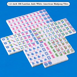 YINIUREN American Mahjong Set 166 Mahjong Tile Set 1.2-inch Lantian Jade White American Mahjong Tile Set with Mahjong Table Mat YINIUREN American Mahjong Set 166 Mahjong Tile Set 1.2-inch Lantian Jade White American Mahjong Tile Set with Mahjong Table Mat