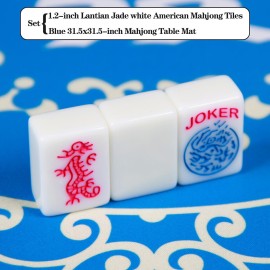 YINIUREN American Mahjong Set 166 Mahjong Tile Set 1.2-inch Lantian Jade White American Mahjong Tile Set with Mahjong Table Mat YINIUREN American Mahjong Set 166 Mahjong Tile Set 1.2-inch Lantian Jade White American Mahjong Tile Set with Mahjong Table Mat