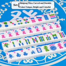YINIUREN American Mahjong Set 166 Mahjong Tile Set 1.2-inch Lantian Jade White American Mahjong Tile Set with Mahjong Table Mat YINIUREN American Mahjong Set 166 Mahjong Tile Set 1.2-inch Lantian Jade White American Mahjong Tile Set with Mahjong Table Mat