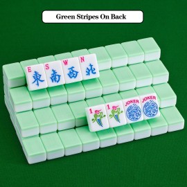 YINIUREN Green American Mahjong Set 1.6-inch Mahjong Tile Set 166 Pieces Large American Mahjong Tile Set with Storage Bag