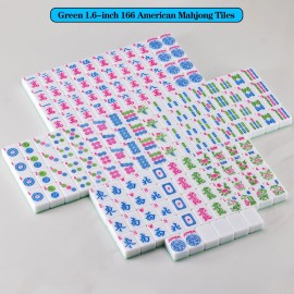 YINIUREN Green American Mahjong Set 1.6-inch Mahjong Tile Set 166 Pieces Large American Mahjong Tile Set with Storage Bag