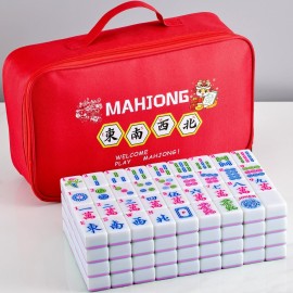 YINIUREN Pink American Mahjong Set 1.6-inch Mahjong Tile Set 166 Pieces Large American Mahjong Tile Set with Storage Bag