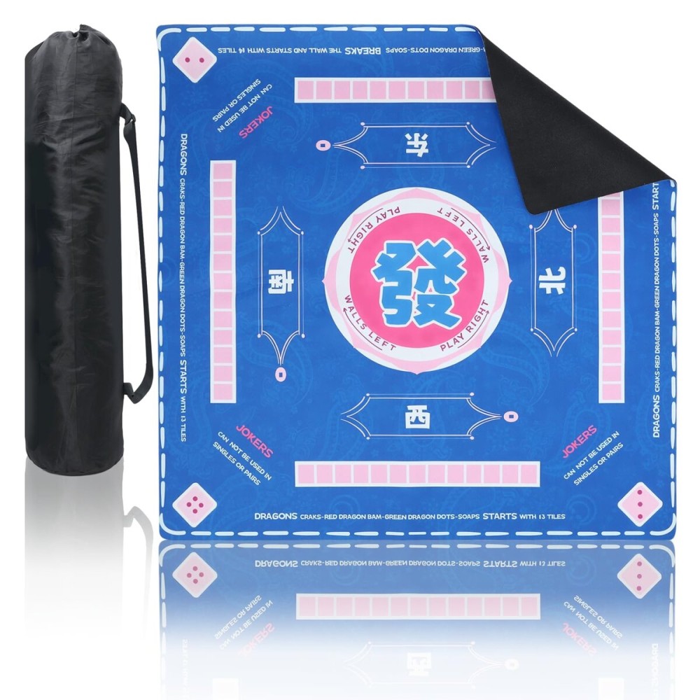 Mahjong Mat for Table 31.5X31.5, Anti-Slip Mah Jongg Mat with Rules, Soft Mah Jongg Layout, Noise-Reducing Cover, Foldable Game Surface Portable Mahjong Accessory, Board Pad for Gaming Tables, Blue Mahjong Mat for Table 31.5X31.5, Anti-Slip Mah Jongg Mat with Rules, Soft Mah Jongg Layout, Noise-Reducing Cover, Foldable Game Surface Portable Mahjong Accessory, Board Pad for Gaming Tables, Blue