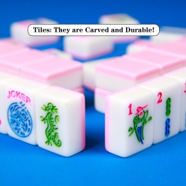YINIUREN Pink American Mahjong Set 166 Mahjong Tile Set 1.2-inch American Mahjong Tile Set