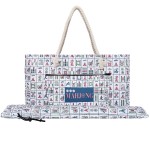 Empty Printed Mahjong Bag for American Mahjong Set, Mahjong Carrying Bag with Tiles Bag and Racks Drawstring Bag