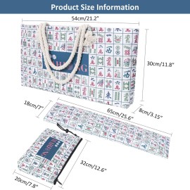 Empty Printed Mahjong Bag for American Mahjong Set, Mahjong Carrying Bag with Tiles Bag and Racks Drawstring Bag