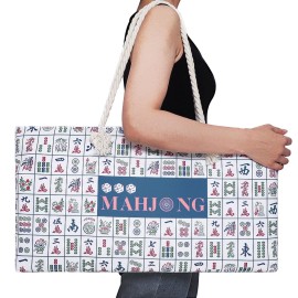 Empty Printed Mahjong Bag for American Mahjong Set, Mahjong Carrying Bag with Tiles Bag and Racks Drawstring Bag