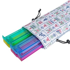 Empty Printed Mahjong Bag for American Mahjong Set, Mahjong Carrying Bag with Tiles Bag and Racks Drawstring Bag