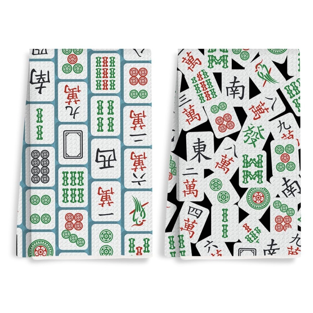 XFN 2Pcs Funny Kitchen Towels 24x14 Inch, Mahjong Decorative Waffle Weave Dish Towels for Kitchen Home, White Absorbent Microfiber Hand Tea Towel, Mahjong Gifts for Women Family Friends XFN 2Pcs Funny Kitchen Towels 24x14 Inch, Mahjong Decorative Waffle Weave Dish Towels for Kitchen Home, White Absorbent Microfiber Hand Tea Towel, Mahjong Gifts for Women Family Friends
