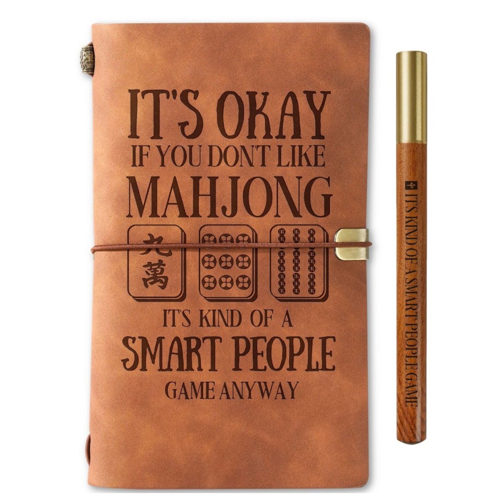 InnoBeta Mahjong Gifts for Women/Men, Funny Gifts for Mahjong Lovers, Leather Journal Notebook with Pen and Pen clip 7.87 x 4.7 Cover, 4 x 7.5 Pages (Inches) - Smart People Game InnoBeta Mahjong Gifts for Women/Men, Funny Gifts for Mahjong Lovers, Leather Journal Notebook with Pen and Pen clip 7.87 x 4.7 Cover, 4 x 7.5 Pages (Inches) - Smart People Game