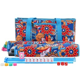 EdenRiver American Mahjong Game Set 166 Tiles 4 All-in-One Color Rack/Pushers Mahjong Set Mah Jong Set Complete Mah Jong Tiles Set with Neoprene Carrying Bag