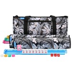 EdenRiver American Mahjong Game Set 166 Tiles 4 All-in-One Color Rack/Pushers Mahjong Set Mah Jong Set Complete Mah Jong Tiles Set with Neoprene Carrying Bag (Maple Leaf Black)