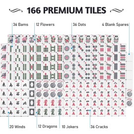 EdenRiver American Mahjong Game Set 166 Tiles 4 All-in-One Color Rack/Pushers Mahjong Set Mah Jong Set Complete Mah Jong Tiles Set with Neoprene Carrying Bag (Maple Leaf Black)