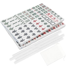 Giococo Compact Mini Mahjong Set - Complete Travel Mahjong Set with 144 White Tiles, 2 Dice, 4 Racks and Carrying Bag, Portable Travel Mahjongg Set