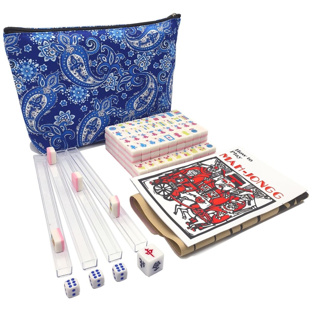 XuMoZC American Mini Mahjong Set 166 Oh My Mahjong Tiles 0.9-inch American Mahjong Game Pink Set Thickened Mah-Jongg Tiles Bag Mahjong Tile Set