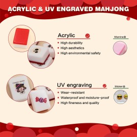 Gueiddi Mahjong Tile Set, 65 pcs vita Mahjong Game Set with Handbag, Portable Travel Mahjong Set for Spring Picnic, Party Gift, Seaside Game & Beach Block Games (Halloween Witch Theme)