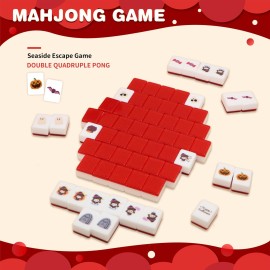 Gueiddi Mahjong Tile Set, 65 pcs vita Mahjong Game Set with Handbag, Portable Travel Mahjong Set for Spring Picnic, Party Gift, Seaside Game & Beach Block Games (Halloween Witch Theme)