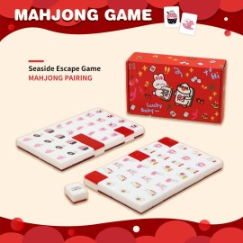 Gueiddi Mahjong Tile Set, 65 pcs vita Mahjong Game Set with Handbag, Portable Travel Mahjong Set for Spring Picnic, Party Gift, Seaside Game & Beach Block Games (Halloween Witch Theme)