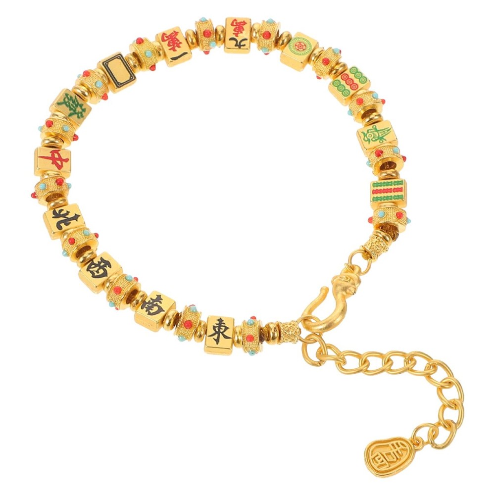 LUOZZY Handmade Adjustable Rope Beaded Chinese Mahjong Bracelet for Women Fashion Jewelry with Luck and Prosperity Element LUOZZY Handmade Adjustable Rope Beaded Chinese Mahjong Bracelet for Women Fashion Jewelry with Luck and Prosperity Element