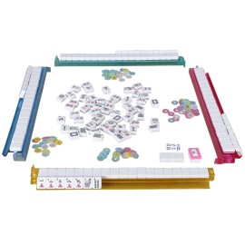 LEMY American Mahjong Set, Ma Jong Set with 166 Tiles and Carrying Bag for Western Mah Jong, 4 All-in-One Rack/Pushers LEMY American Mahjong Set, Ma Jong Set with 166 Tiles and Carrying Bag for Western Mah Jong, 4 All-in-One Rack/Pushers