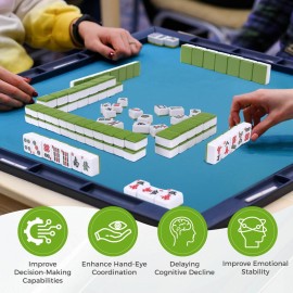 Aceshmir Mahjong Tile Set, 146pcs Chinese Mahjong Set Quality Mah Jong Tiles with Exquisite Storage Box Easy to Carry, Instructions Include Mah Jongg Sets for Family & Friends Gatherings