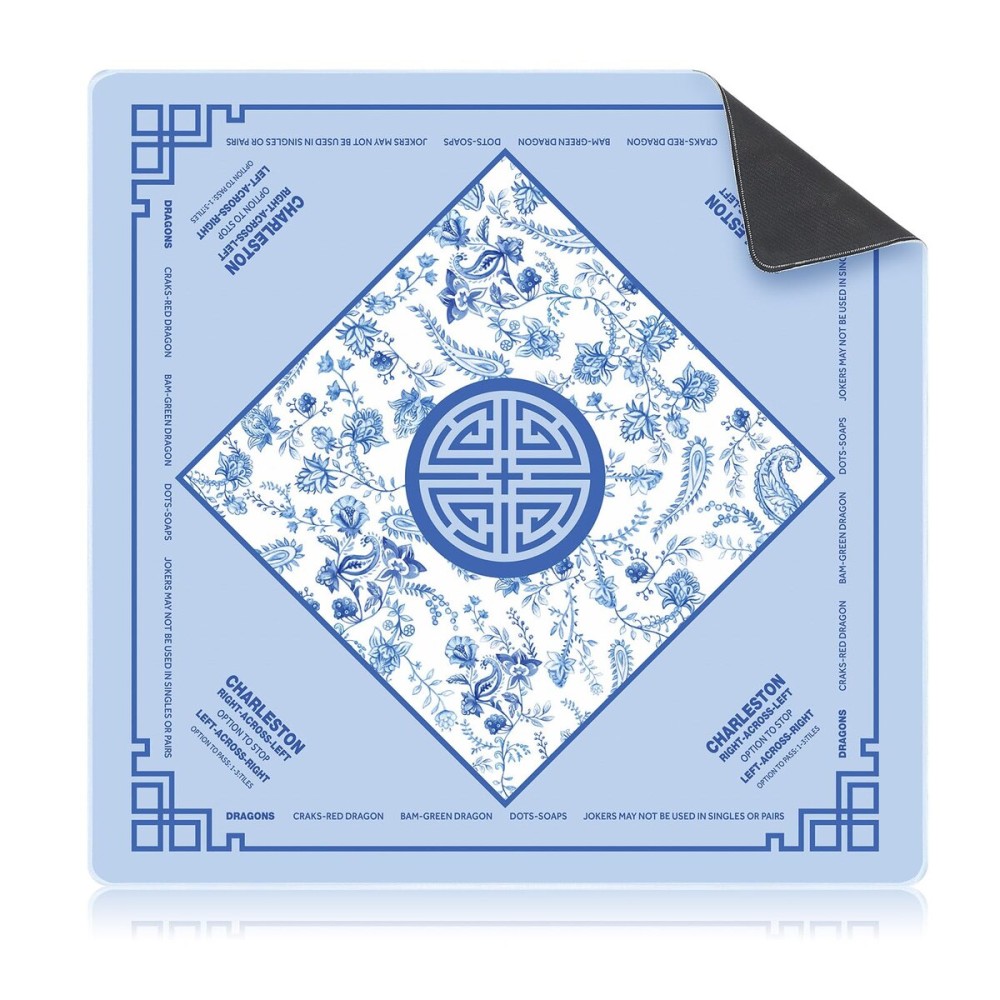 Seenelling 22 x 22 Inch Mini Mahjong Mat with Rules for Travel Set Chinoiserie Non-Slip Noise Reduction Game Mat Multi Purpose Game Table Cover for Mahjong Card Board Tile Games Seenelling 22 x 22 Inch Mini Mahjong Mat with Rules for Travel Set Chinoiserie Non-Slip Noise Reduction Game Mat Multi Purpose Game Table Cover for Mahjong Card Board Tile Games