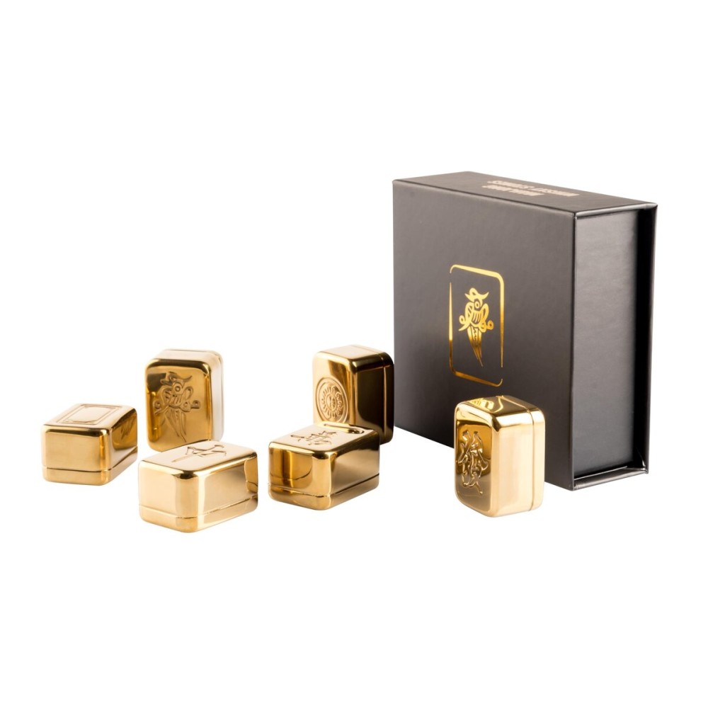 Mahjong Whisky Chilling Stones - Gold Stainless Steel Ice Cubes (Set of 6) | Premium Gift for Whiskey, Bourbon, Scotch Lovers | Father\'s Day, Chinese New Year, Novelty Bar Accessory Mahjong Whisky Chilling Stones - Gold Stainless Steel Ice Cubes (Set of 6) | Premium Gift for Whiskey, Bourbon, Scotch Lovers | Father\'s Day, Chinese New Year, Novelty Bar Accessory