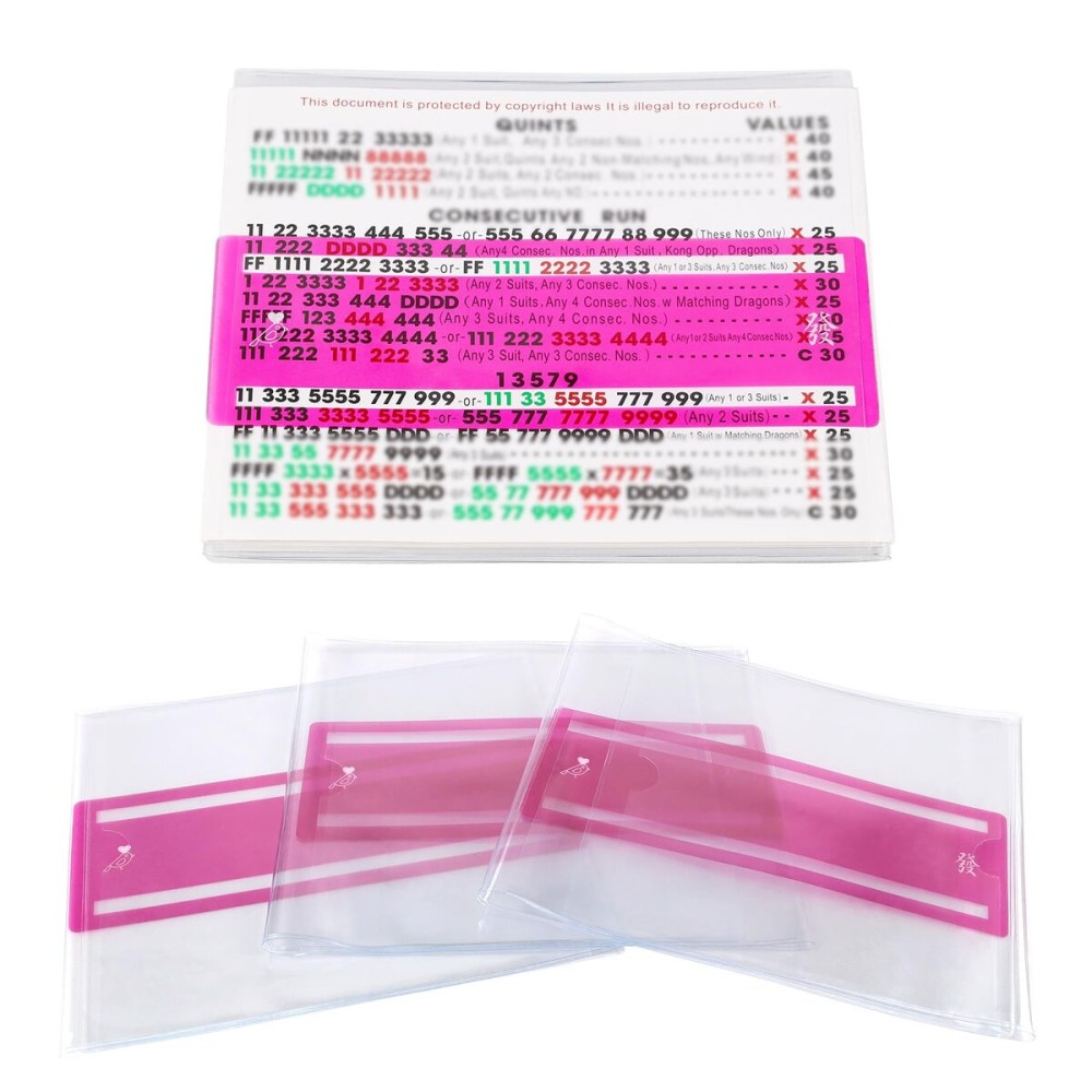 Mahjong Card Sleeve Positioning Set (Includes 4Pcs Mahjong Card Sleeve and 4Pcs Line Finder), Use together to Protect Your Mah jong Cards and Quickly Identify Winning Combinations During Gameplay,Pink Mahjong Card Sleeve Positioning Set (Includes 4Pcs Mahjong Card Sleeve and 4Pcs Line Finder), Use together to Protect Your Mah jong Cards and Quickly Identify Winning Combinations During Gameplay,Pink