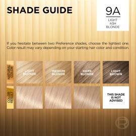 L\'Oreal Paris Superior Preference Fade-Defying + Shine Permanent Hair Color, 9A Light Ash Blonde, Pack of 1, Hair Dye L\'Oreal Paris Superior Preference Fade-Defying + Shine Permanent Hair Color, 9A Light Ash Blonde, Pack of 1, Hair Dye