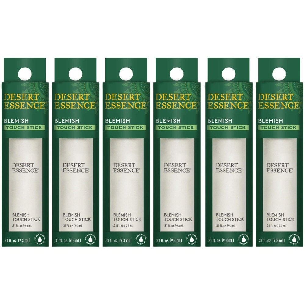 Desert Essence Herbal Blemish Touch Stick with Natural Extracts & Essential Oils - .31 Fl Ounce - Pack of 6 - Antiseptic Tea Tree Oil - Chamomile - Lavender - Palmarosa - Clear & Radiant Skin