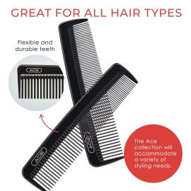 GOODY Ace Pocket Hair Comb - 5 Inch, Black - Pack of 6 - Great for All Hair Types - Fine Comb Teeth for Thin to Medium Hair - Durable for Every Day and Professional Use
